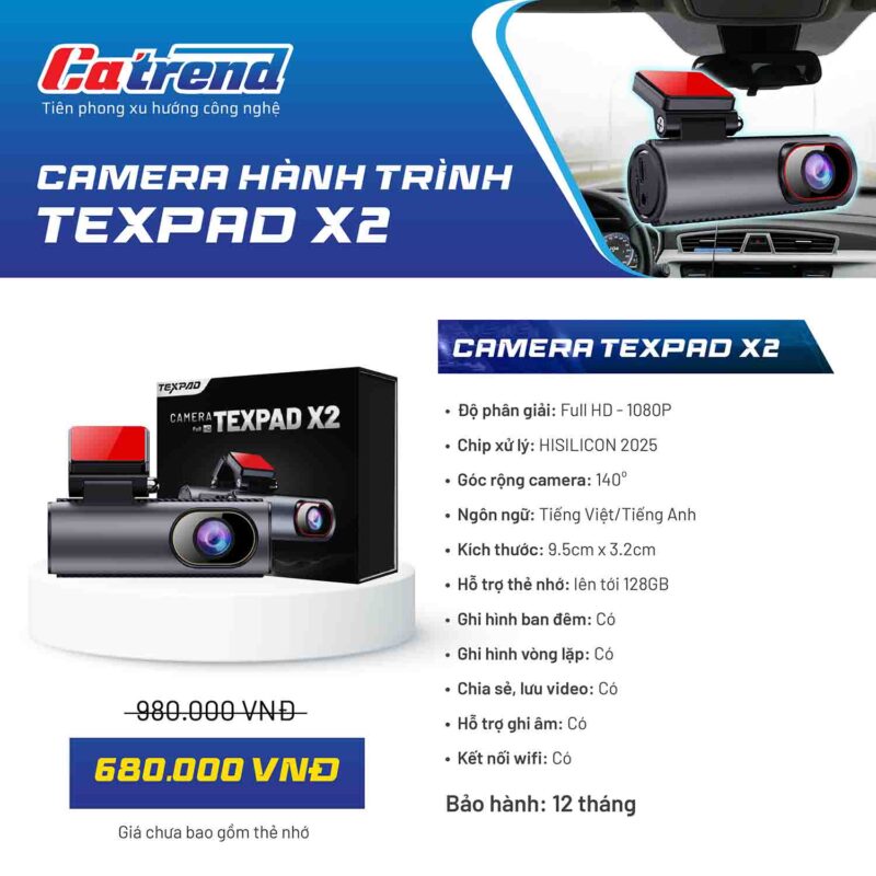 Giá camera hành trình Texpad X2