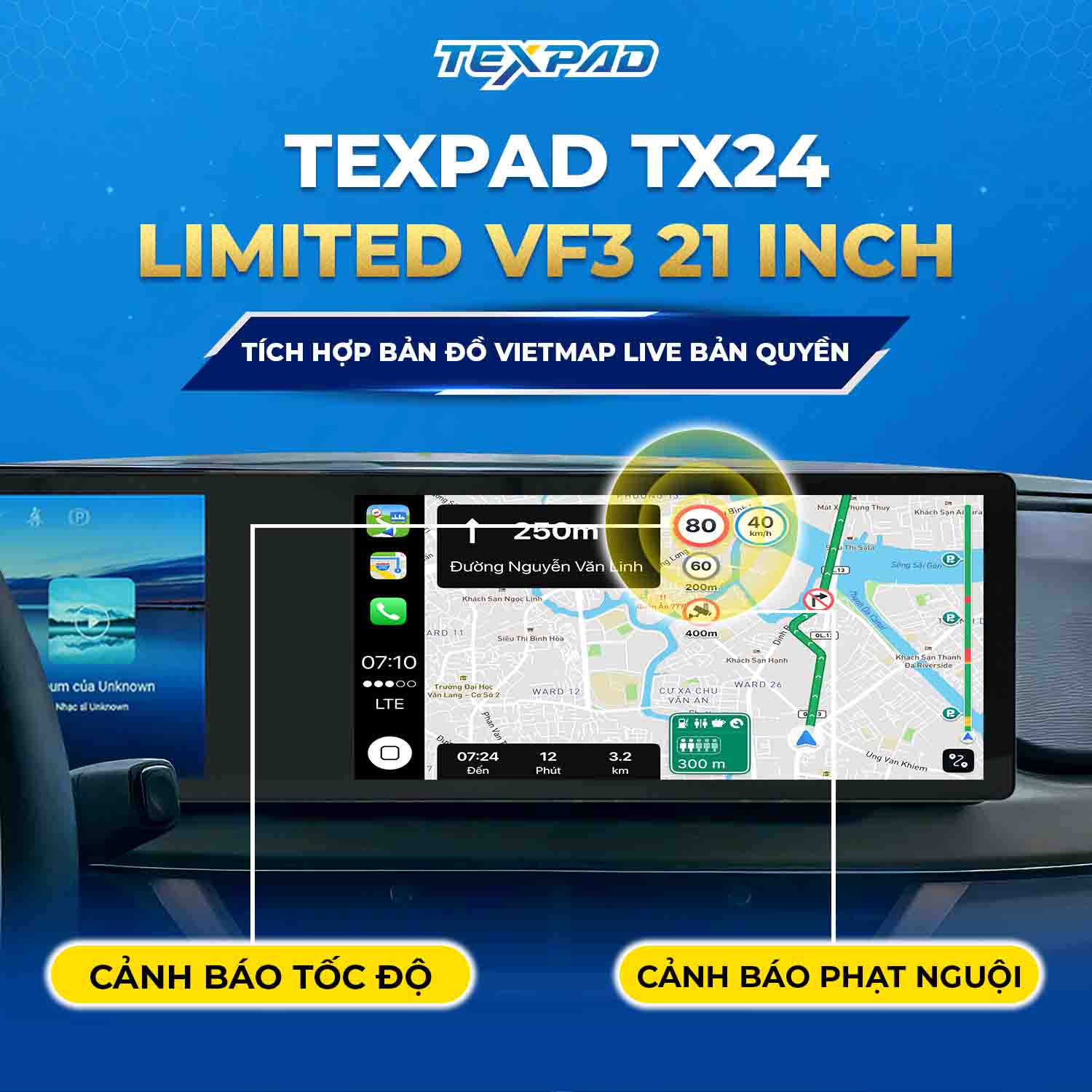 Bản đồ Vietmap Live trên màn hình Texpad TX24 VF3 21 inch Limited